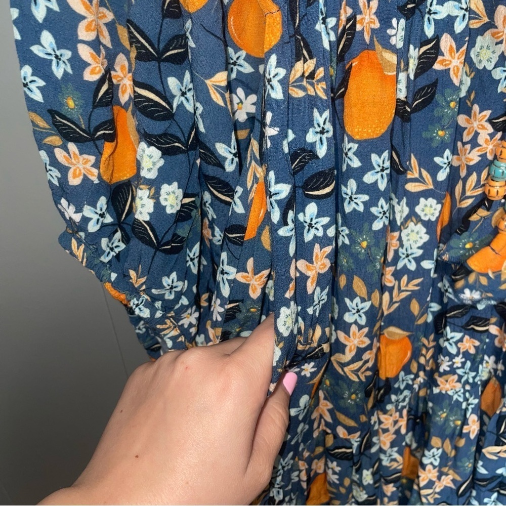 Hale Bob Long Sleeve Floral and Oranges Maxi Dress XS NWT - Picture 6 of 8